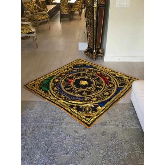 Large custom throw 56 inch by 56 inch made from heavy velvet Versace fabric lined with soft black velvet truly show piece...