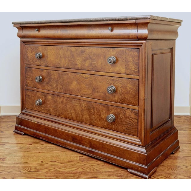 Ethan Allen Townhouse Collection Burlwood and Marble Four-Drawer Bachelor's Chest, 2002 For Sale In Raleigh - Image 6 of 9