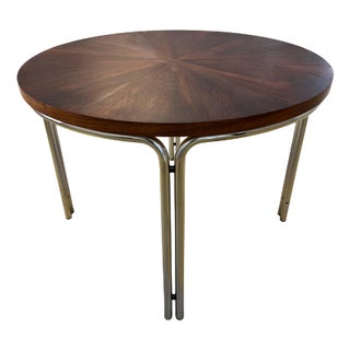 Round Dining Table in Rosewood and Chrome For Sale
