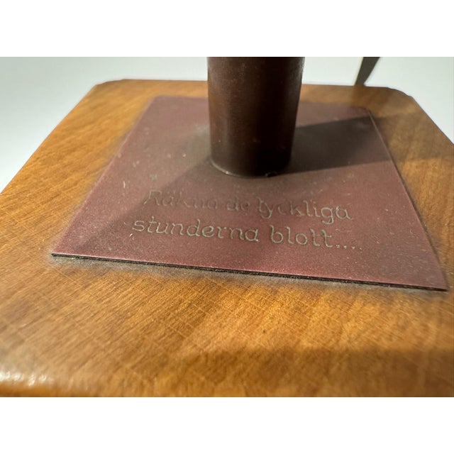 1950s 1959 Vintage Swedish Modern Iron Armillary Sphere Sculpture Wood Base Sweden MCM For Sale - Image 5 of 7