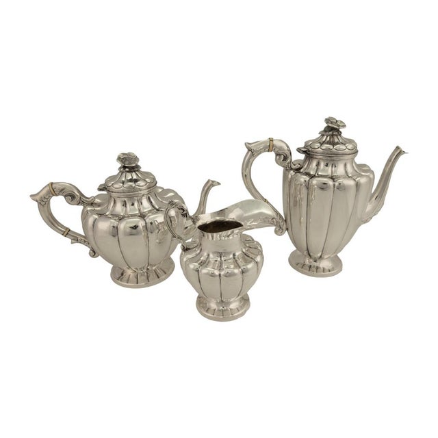 1930s Antique Art Deco Sterling Silver L. Maciel Mexican 3 Piece Tea Coffee Set 1935 For Sale - Image 5 of 17