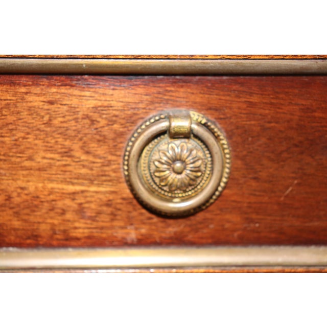 Antique French Louis XVI Style Marble Top Brass Mounted 7 Drawer High Chest For Sale - Image 10 of 13