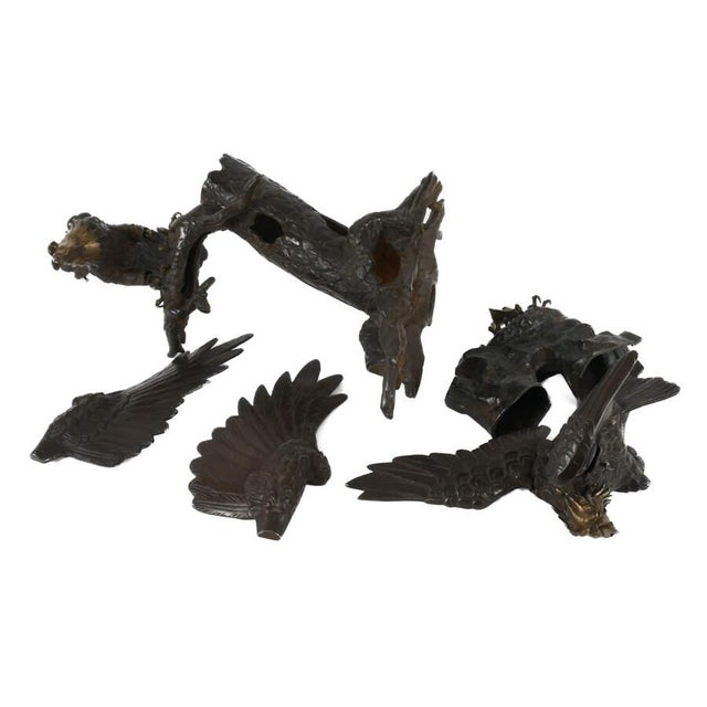 Oversized Bronze Eagle Sculptural Group on Tree Form – Monumental Wildlife Sculpture For Sale - Image 12 of 15