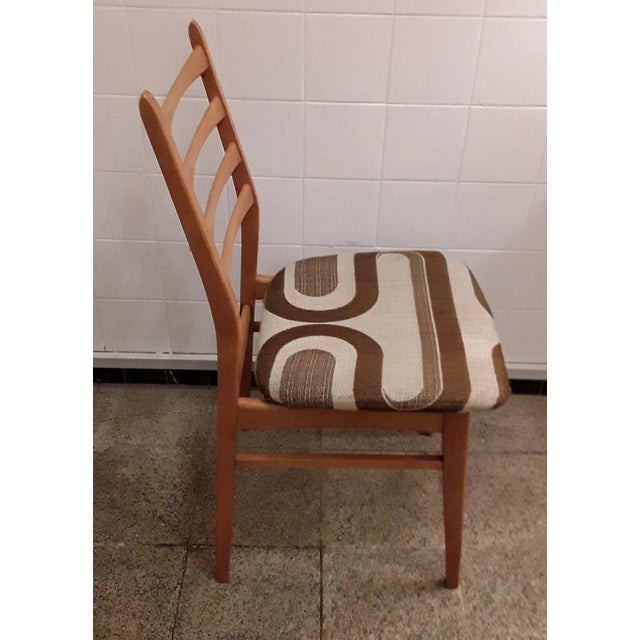Set of Vintage Beech and Beige Wool Dining Chairs, 1970s For Sale - Image 6 of 10