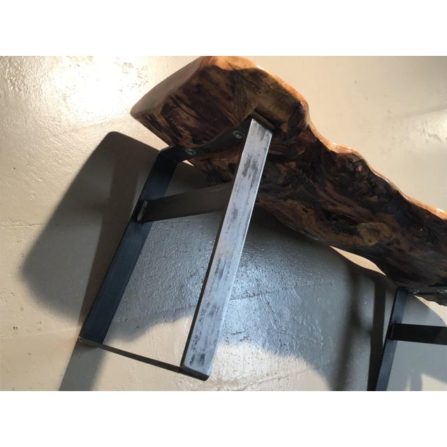 Mid-Century Modern Antique Steel and Chestnut Bench For Sale - Image 3 of 8