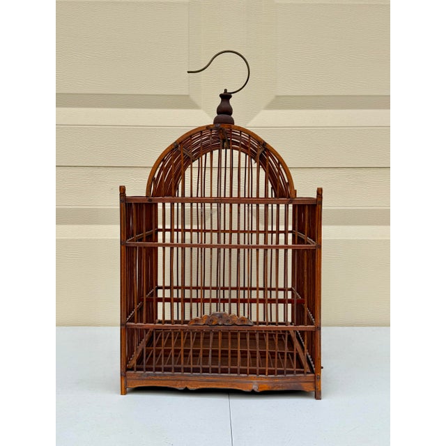 Vintage Mid Century Asian Bamboo Bird Cage For Sale - Image 9 of 12