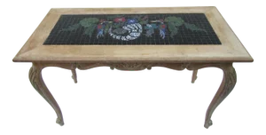 Louis XV French Oak & Mosaik Coffee Table, 1970s