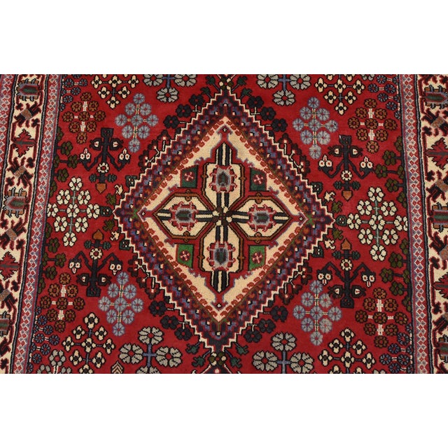 1990s Maymeh Runner 4’3” X 12’6” Red Wool Vintage Tribal Hand-Knotted Oriental Rug For Sale - Image 5 of 15