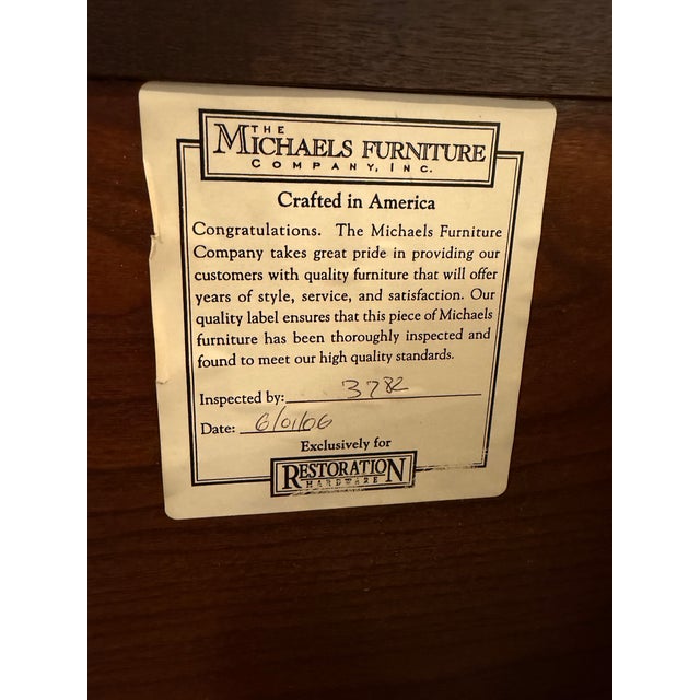 Restoration Hardware Michael’s Furniture Co. For Restoration Hardware Nightstand For Sale - Image 4 of 5