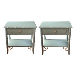 1970s Attributed to Thomasville Allegro Faux Bamboo Nightstands - A Pair For Sale