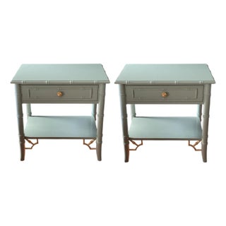 Thomasville Allegro Faux Bamboo Nightstands - A Pair For Sale