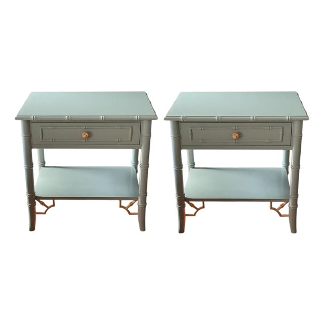 Thomasville Allegro Faux Bamboo Nightstands - A Pair For Sale