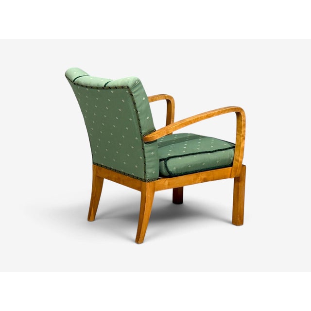 Swedish Modern, Lounge Chairs, Hardwood, Fabric, Sweden, 1940s For Sale - Image 11 of 11