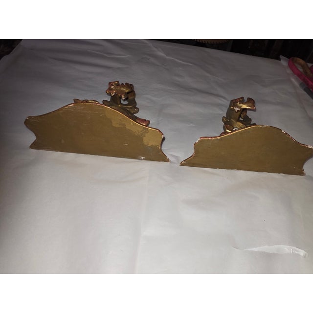 Small Pair of Giltwood Italian Wall Brackets For Sale - Image 9 of 12