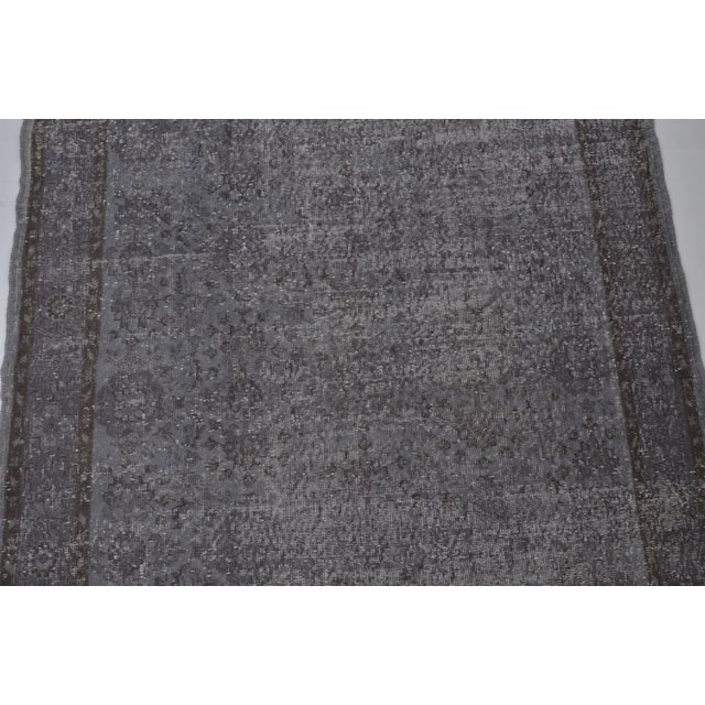 Vintage Distressed Turkish Oushak Rug in Slate Gray, Silver For Sale - Image 4 of 10