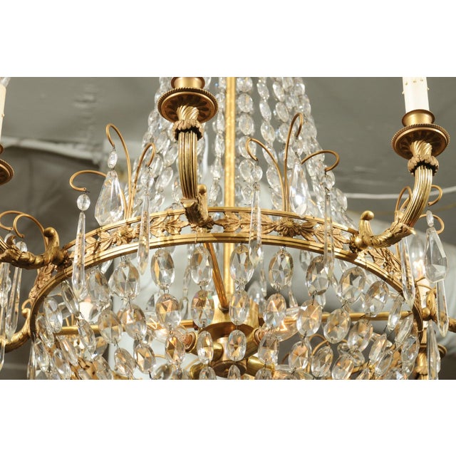 Late 19th Century Doré Bronze & Crystal French Empire Chandelier For Sale - Image 9 of 11