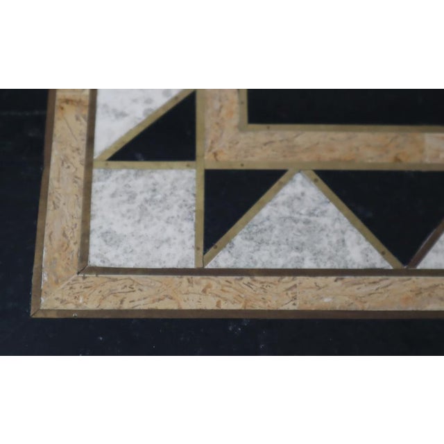 Metal Travertine and Brass Stone Inlay Side Table by J.C. Mahey, 1970s For Sale - Image 7 of 18