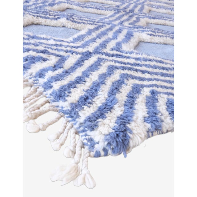 Blue Contemporary Wool Rug - 10 X 6.8 Ft For Sale - Image 4 of 8