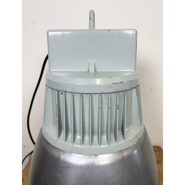Vintage Industrial Factory Pendant Lamp in Silver from Elektrosvit, 1960s For Sale - Image 10 of 18