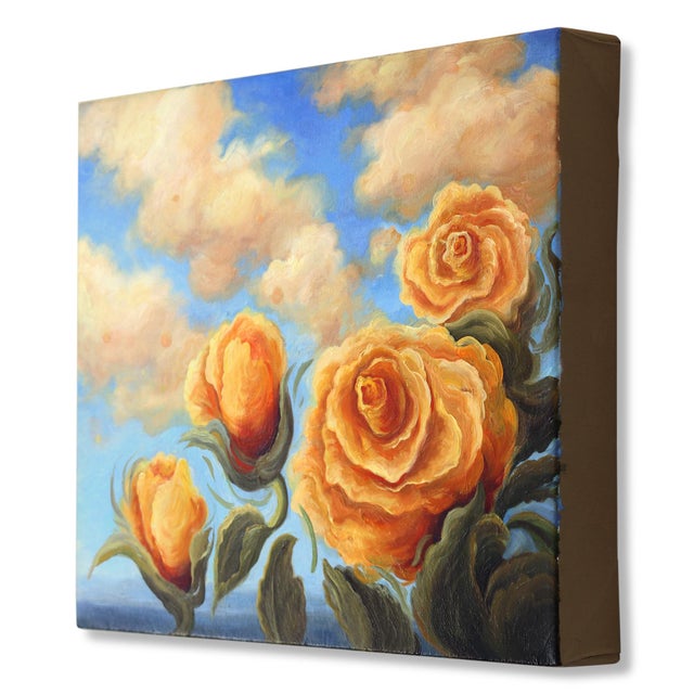 Contemporary Rose Delight - Original Contemporary Botanical Landscape Oil Painting on Canvas by Phoebe Brunner For Sale - Image 3 of 8