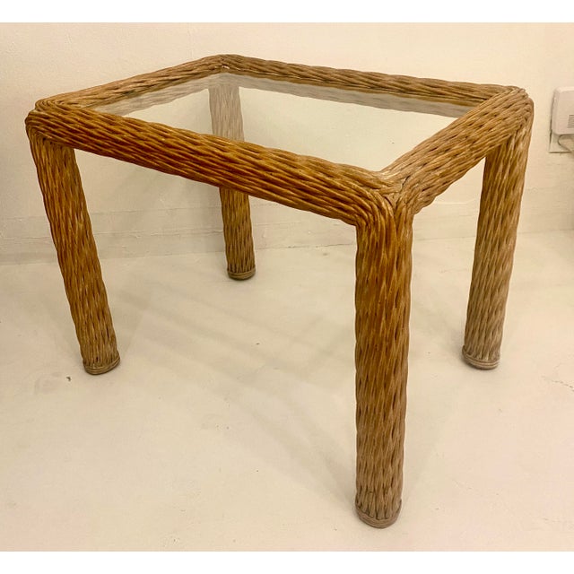 Relocation Super Sale! 1980s Twisted Rattan Modern Coastal Style Side Table For Sale - Image 11 of 11