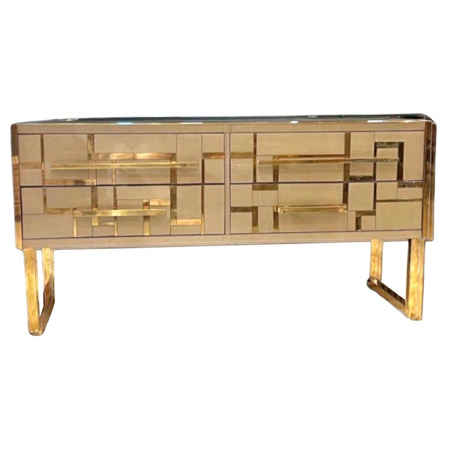 Sideboard in Gold and Brass Glass from Justfurnituress SRL For Sale - Image 18 of 18