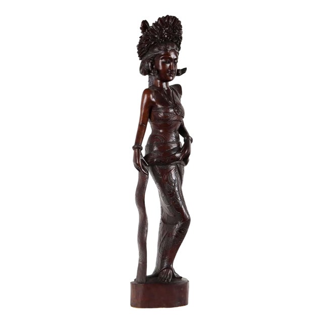 Antique Female Figure in Wood, Indonesia, 20th Century For Sale