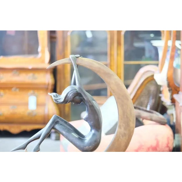 19th Century Art Nouveau Female Moon Figurine in Bronze For Sale - Image 4 of 9