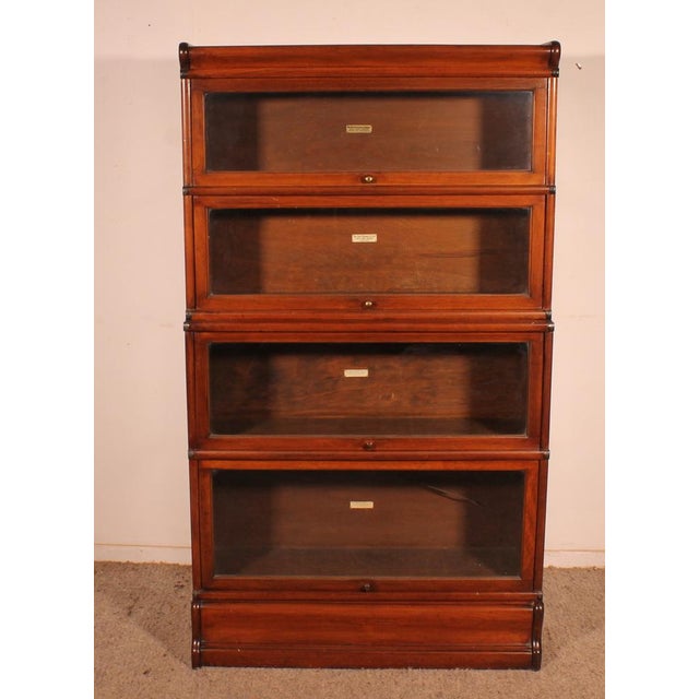 Four-Section Mahogany Bookcase with a Projecting Front from Globe Wernicke For Sale - Image 12 of 12