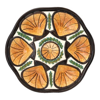Vintage French Majolica Oyster Plate For Sale