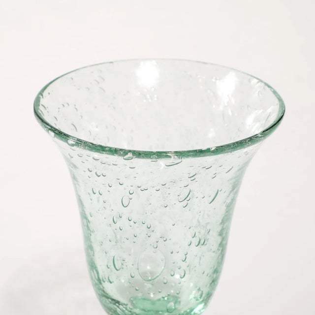 La Verrerie De Biot Set of 6 Handblown Pale Aquamarine Stemmed Drinking Glasses For Sale - Image 11 of 12