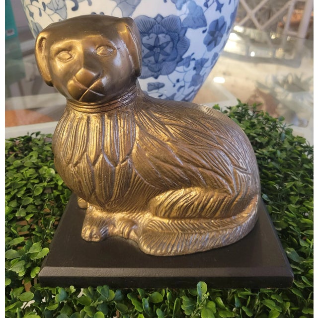 Vintage Brass Staffordshire Dog Statue Room Decor For Sale In West Palm - Image 6 of 10