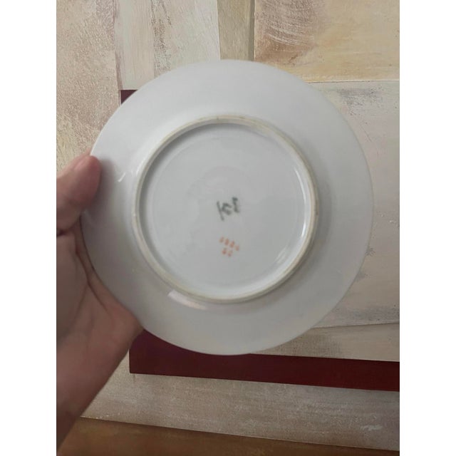 Yellow Vintage Mid-Century Modern Czechoslovakian Epiag Floral Yellow and Pink 6.5” Bread Plates Garden Party Chic - Set of Nine (9) For Sale - Image 8 of 8