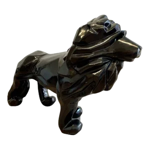 Contemporary Fiberglass Lion Sculpture, Ebony, Custom Quality