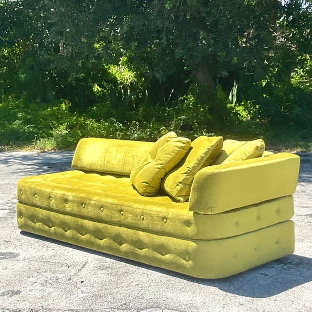 Vintage Regency Tufted Velvet Chaise Lounge Chairish