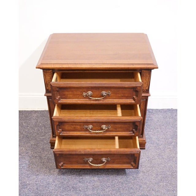 Late 20th Century Davis Cabinet Co. Tawny Cherry Italian Inspired Traditional 25" Three Drawer Nightstand - Model 1907 For Sale - Image 5 of 14