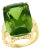 GIA Certified 34.06 Carat Cushion Peridot 14 Karat Yellow Gold Ring Estate For Sale