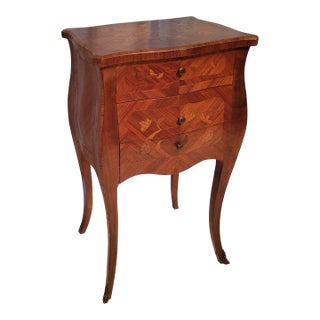 French Louis XV Style Inlaid Nightstand For Sale