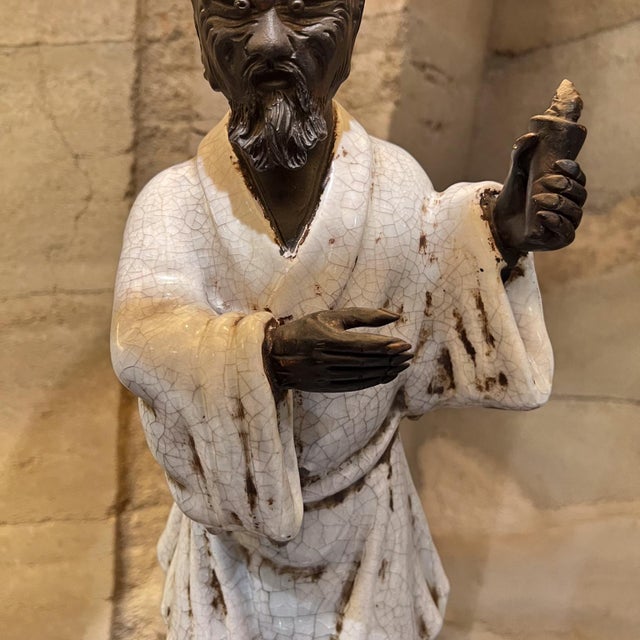 Wood 1950s Marcello Fantoni Asian Figural Table Lamps Italy For Sale - Image 7 of 12