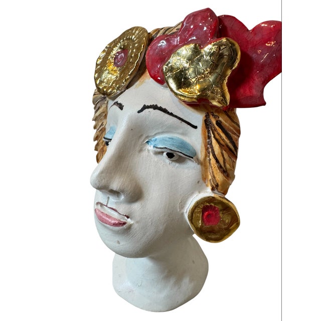 Testine Ceramic Sculpture With Heart by Domenico Pinto For Sale - Image 4 of 13