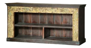Rustic Carved Bookcase Farmhouse Style Hand Carved | Solid Wood Vintage Bookshelf | Media Console Entryway Hall | Unique Handmade Sofa Table