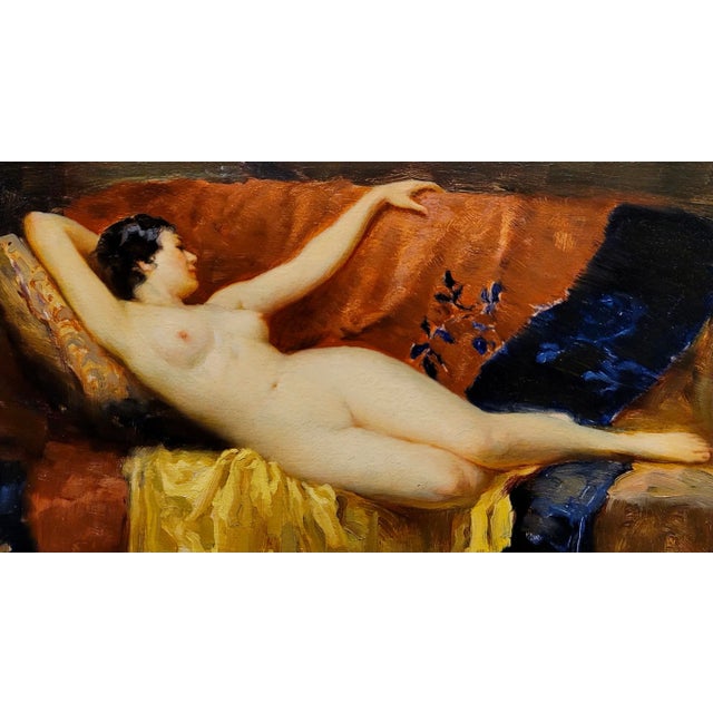 Wood Joseph Tomanek- Nude Model in the Artist Studio-1920/30s Oil Painting For Sale - Image 7 of 12
