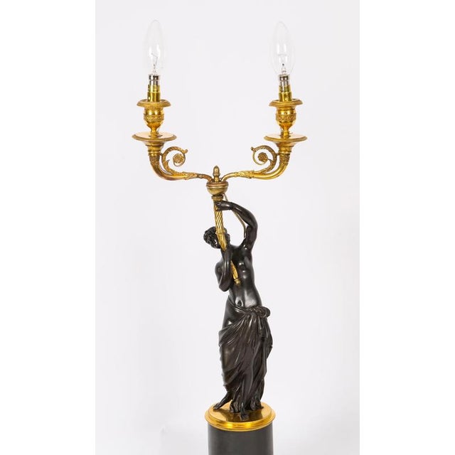 Antique French Bronze and Ormolu Two Light Candelabra, Set of 2 For Sale - Image 13 of 18