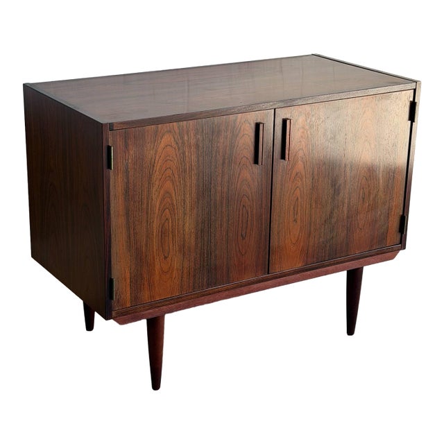 Rosewood Sideboard Credenza Storage Unit With Hinged Doors Denmark Mid-Century Modern 1960s For Sale
