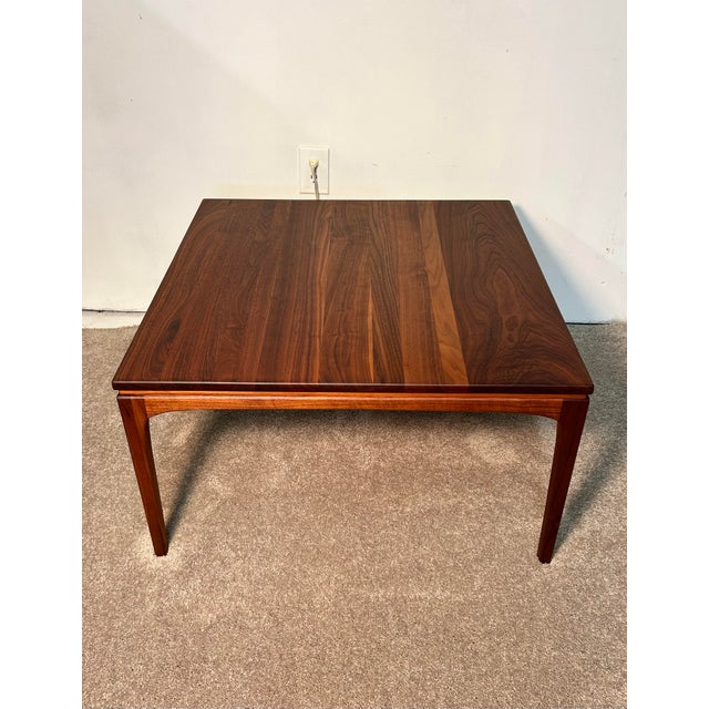 Vintage MCM Walnut Square Cocktail Table For Sale - Image 4 of 9
