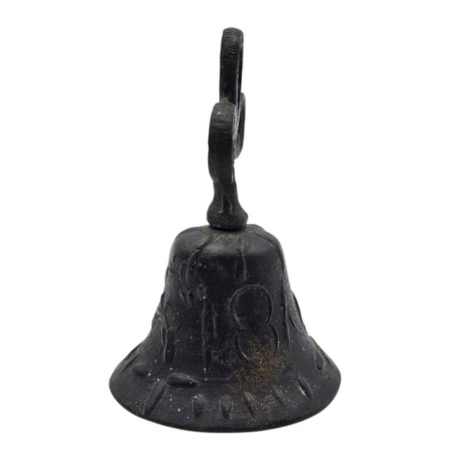 Bronze Cast Bronze European Table Bell With Tri-Lobed Handle, 4.5" For Sale - Image 8 of 11