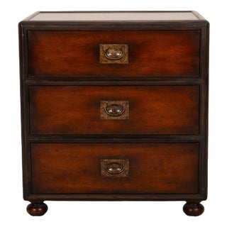 Antique Solid Mahogany English Brass Banded Campaign Style Chest of Drawers For Sale