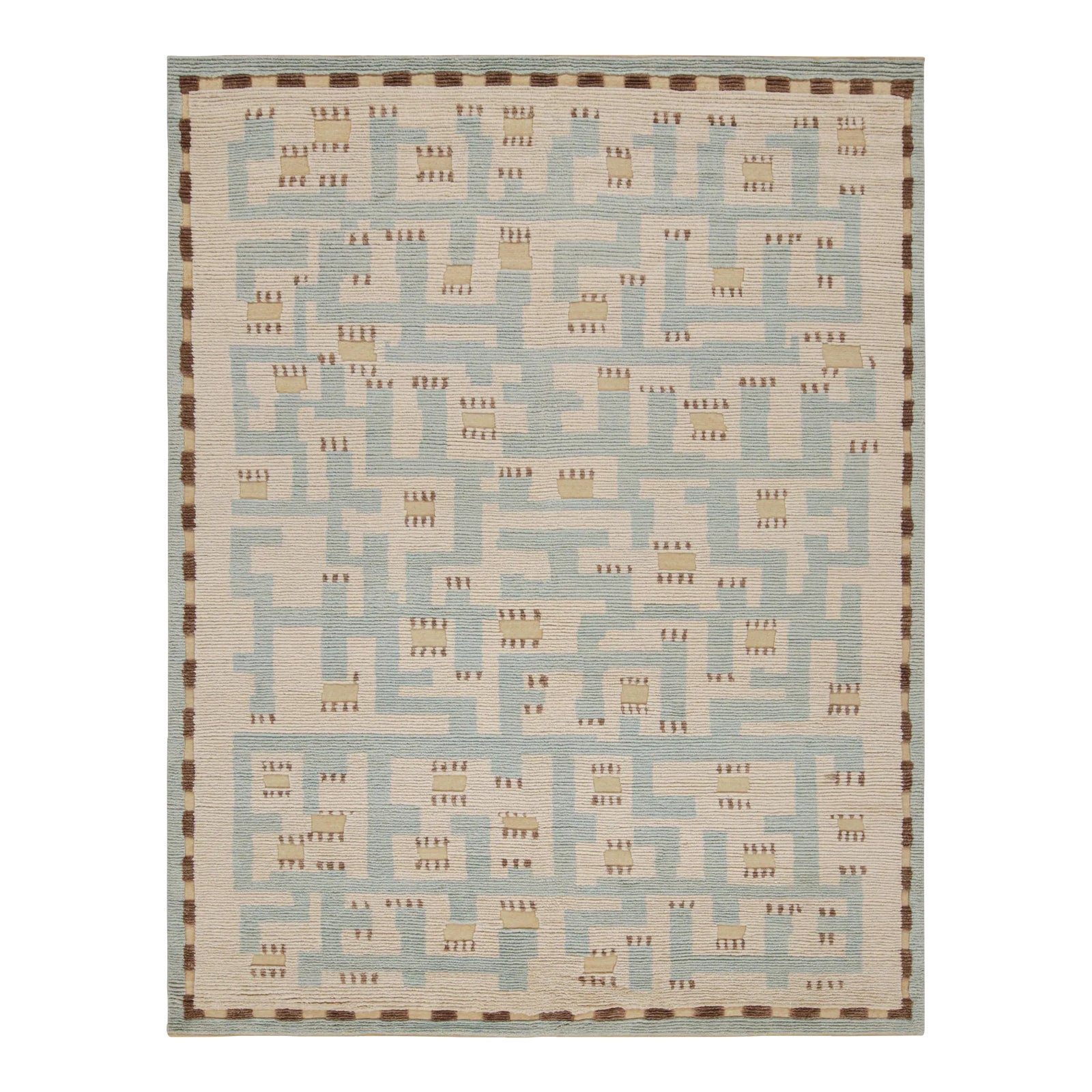 Rug & Kilim’s Scandinavian Style Rug With Blue and Beige Geometric ...