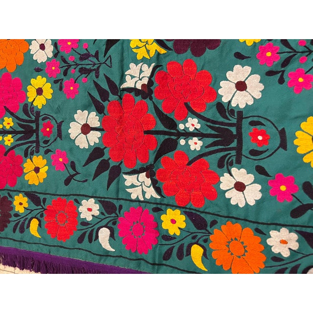 Late 20th Century Late 20th Century Suzani Style Textile, Colorful and Floral Print For Sale - Image 5 of 18