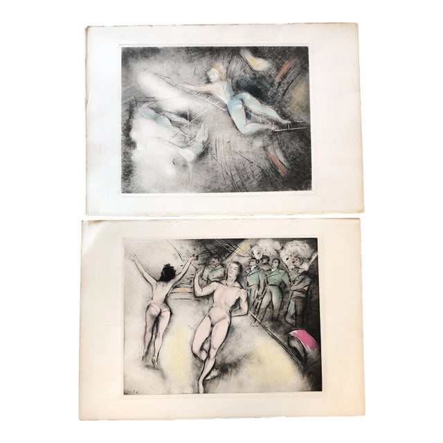 Gallery Wall Collection 2 Original 1940’s Marcel Vertes Colored Circus Lithographs For Sale